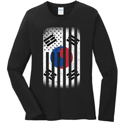 Vintage Korean Flag Ladies Long Sleeve Shirt