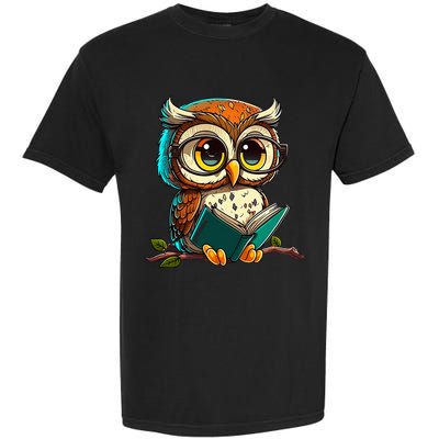 Kawaii Owl Reads Book Reading Bookworm Library Book Garment-Dyed Heavyweight T-Shirt