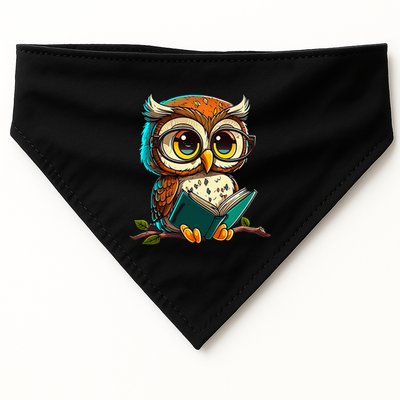 Kawaii Owl Reads Book Reading Bookworm Library Book USA-Made Doggie Bandana
