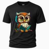 Kawaii Owl Reads Book Reading Bookworm Library Book Performance Shirt