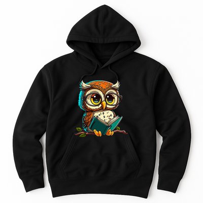 Kawaii Owl Reads Book Reading Bookworm Library Book Hoodie