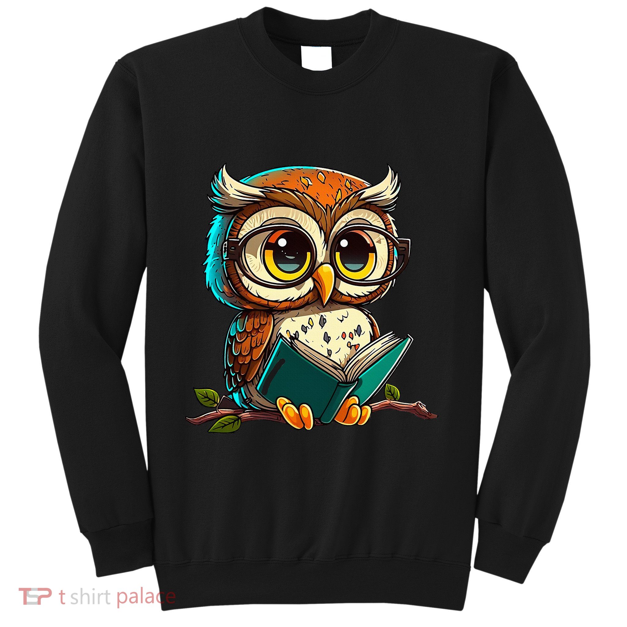 Kawaii Owl Reads Book Reading Bookworm Library Book Sweatshirt