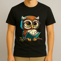 Kawaii Owl Reads Book Reading Bookworm Library Book T-Shirt