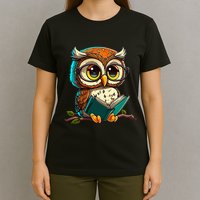 Kawaii Owl Reads Book Reading Bookworm Library Book T-Shirt
