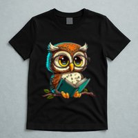 Kawaii Owl Reads Book Reading Bookworm Library Book T-Shirt