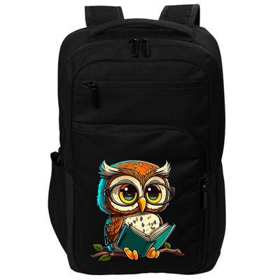 Kawaii Owl Reads Book Reading Bookworm Library Book Impact Tech Backpack