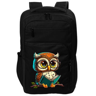 Kawaii Owl Reads Book Reading Bookworm Library Book Impact Tech Backpack