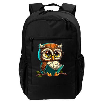 Kawaii Owl Reads Book Reading Bookworm Library Book Daily Commute Backpack