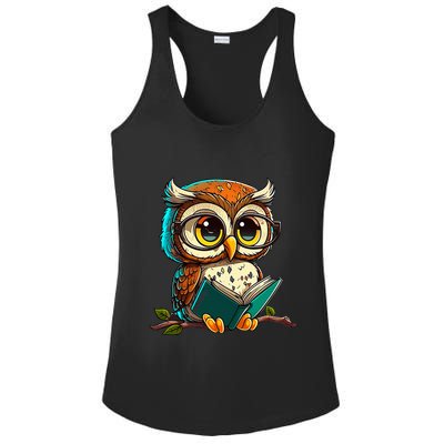 Kawaii Owl Reads Book Reading Bookworm Library Book Ladies PosiCharge Competitor Racerback Tank