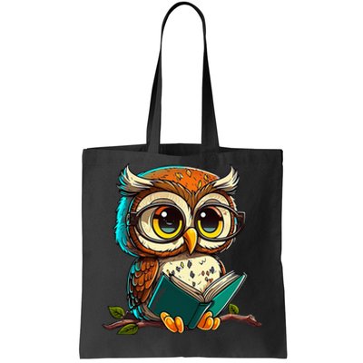 Kawaii Owl Reads Book Reading Bookworm Library Book Tote Bag