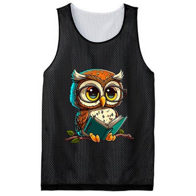 Kawaii Owl Reads Book Reading Bookworm Library Book Mesh Reversible Basketball Jersey Tank