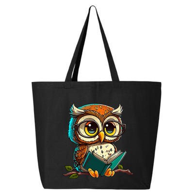 Kawaii Owl Reads Book Reading Bookworm Library Book 25L Jumbo Tote