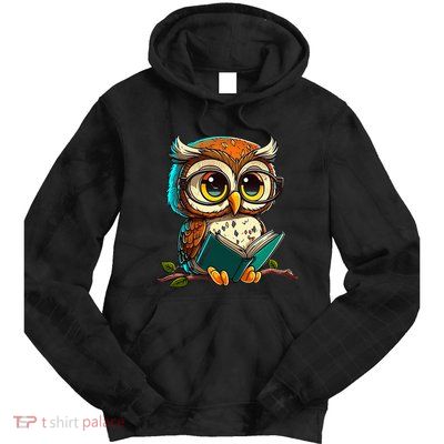 Kawaii Owl Reads Book Reading Bookworm Library Book Tie Dye Hoodie