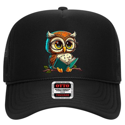 Kawaii Owl Reads Book Reading Bookworm Library Book Trucker Hat
