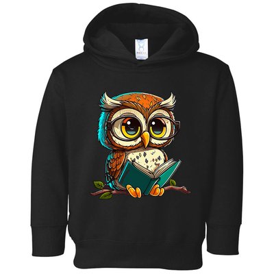 Kawaii Owl Reads Book Reading Bookworm Library Book Toddler Hoodie