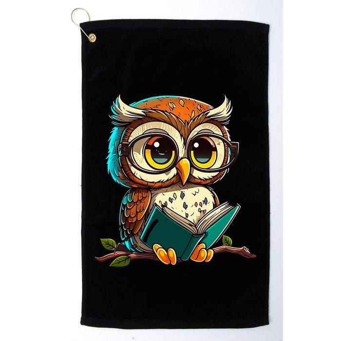 Kawaii Owl Reads Book Reading Bookworm Library Book Golf Towel