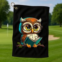Kawaii Owl Reads Book Reading Bookworm Library Book Golf Towel