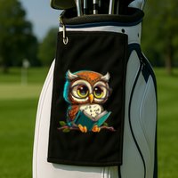 Kawaii Owl Reads Book Reading Bookworm Library Book Golf Towel