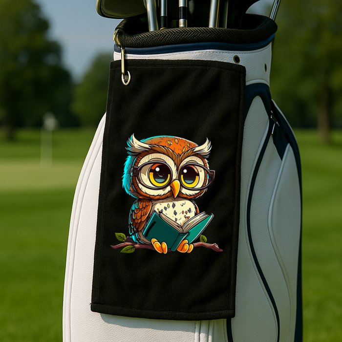 Kawaii Owl Reads Book Reading Bookworm Library Book Golf Towel