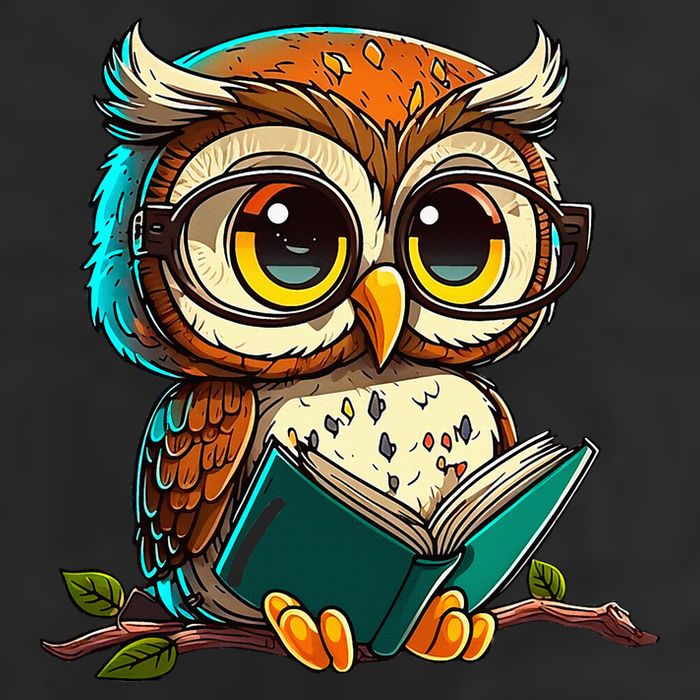 Kawaii Owl Reads Book Reading Bookworm Library Book Golf Towel