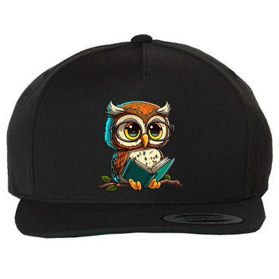 Kawaii Owl Reads Book Reading Bookworm Library Book Wool Snapback Cap
