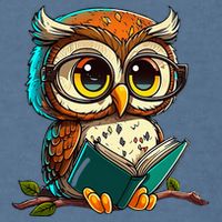 Kawaii Owl Reads Book Reading Bookworm Library Book Garment-Dyed Sweatshirt