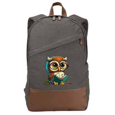 Kawaii Owl Reads Book Reading Bookworm Library Book Cotton Canvas Backpack