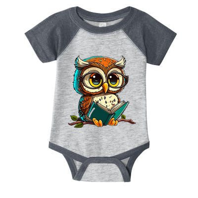 Kawaii Owl Reads Book Reading Bookworm Library Book Infant Baby Jersey Bodysuit