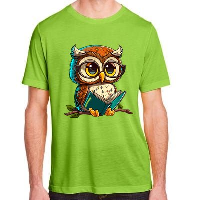 Kawaii Owl Reads Book Reading Bookworm Library Book Adult ChromaSoft Performance T-Shirt