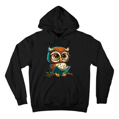 Kawaii Owl Reads Book Reading Bookworm Library Book Hoodie