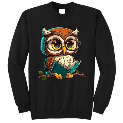 Kawaii Owl Reads Book Reading Bookworm Library Book Sweatshirt