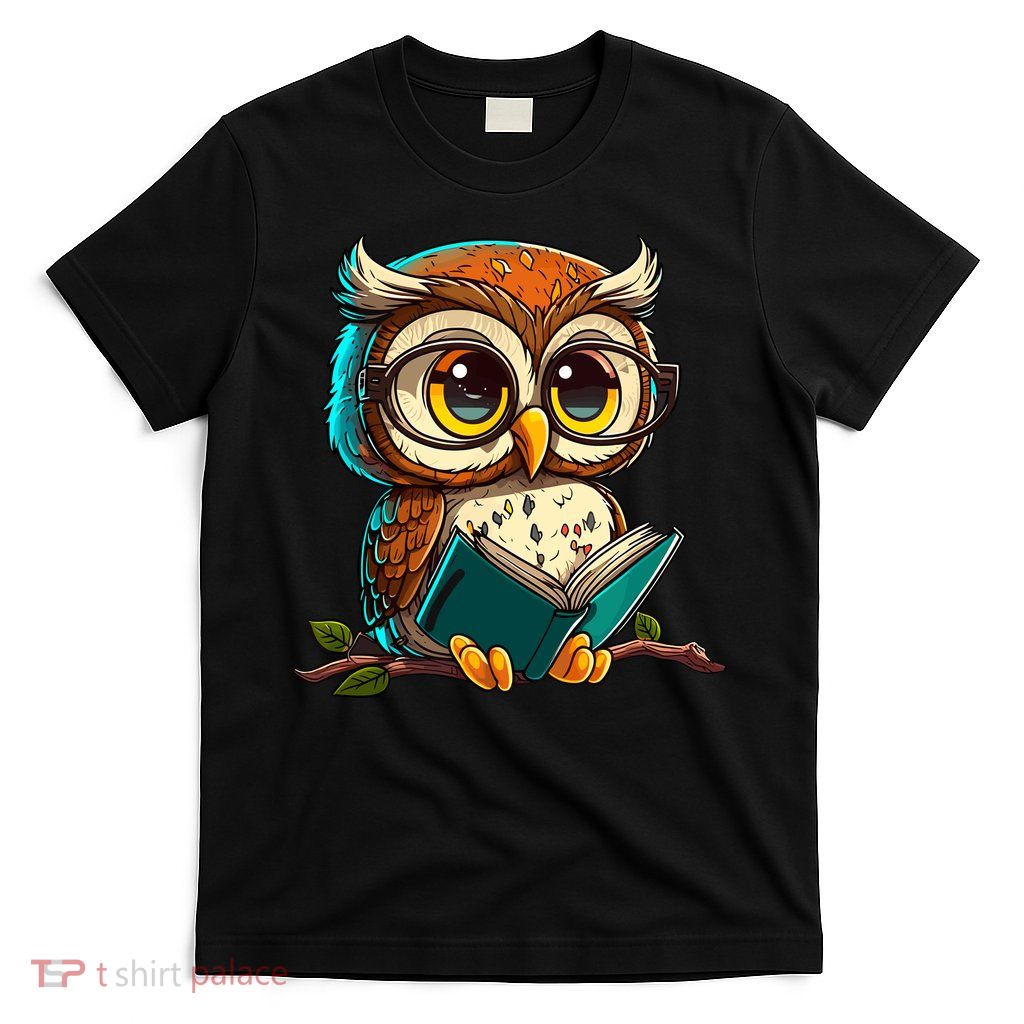 Kawaii Owl Reads Book Reading Bookworm Library Book T-Shirt