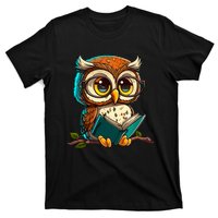 Kawaii Owl Reads Book Reading Bookworm Library Book T-Shirt