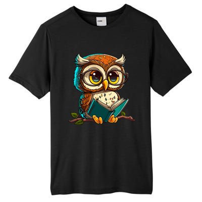 Kawaii Owl Reads Book Reading Bookworm Library Book Tall Fusion ChromaSoft Performance T-Shirt