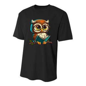 Kawaii Owl Reads Book Reading Bookworm Library Book Youth Performance Sprint T-Shirt