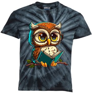 Kawaii Owl Reads Book Reading Bookworm Library Book Kids Tie-Dye T-Shirt