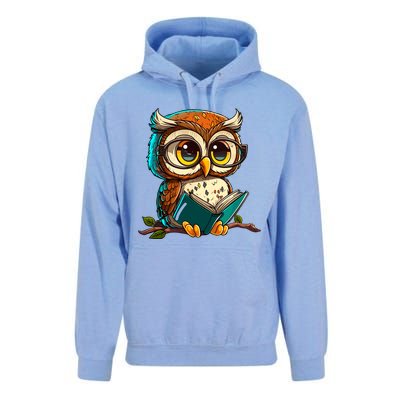 Kawaii Owl Reads Book Reading Bookworm Library Book Unisex Surf Hoodie