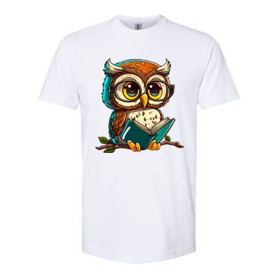 Kawaii Owl Reads Book Reading Bookworm Library Book Softstyle CVC T-Shirt