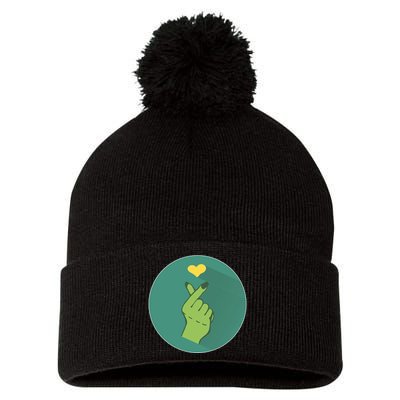 Korean Heart Zombie Pom Pom 12in Knit Beanie