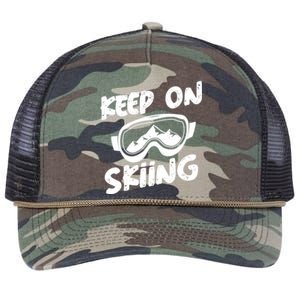 Keep On Skiing Cute Gift For Skier Retro Rope Trucker Hat Cap