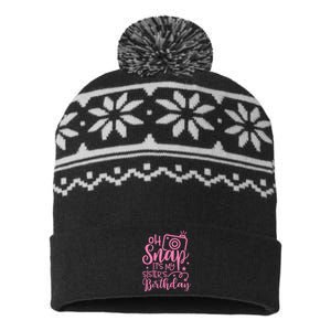 Kids Oh Snaps Its My Sisters Birthday Cute Birthday Sister Baby USA-Made Snowflake Beanie