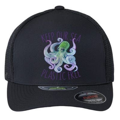 Keep Our Sea Plastic Free Earth Day Funny Gift Flexfit Unipanel Trucker Cap