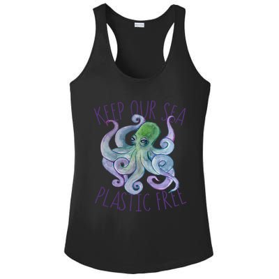 Keep Our Sea Plastic Free Earth Day Funny Gift Ladies PosiCharge Competitor Racerback Tank