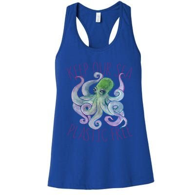 Keep Our Sea Plastic Free Earth Day Funny Gift Women's Racerback Tank