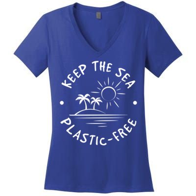 Keep Our Sea Plastic Free Ecogiftfriendly Ocean Fan Gift Women's V-Neck T-Shirt