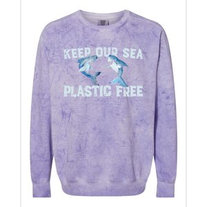 Keep Our Sea Plastic Free Fun Shark Gift Colorblast Crewneck Sweatshirt