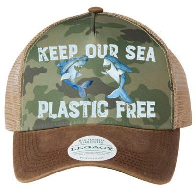 Keep Our Sea Plastic Free Fun Shark Gift Legacy Tie Dye Trucker Hat