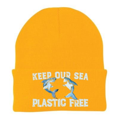 Keep Our Sea Plastic Free Fun Shark Gift Knit Cap Winter Beanie