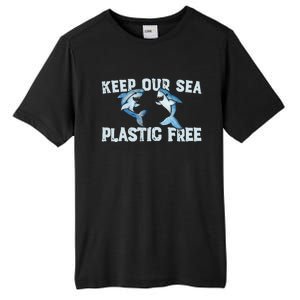 Keep Our Sea Plastic Free Fun Shark Gift Tall Fusion ChromaSoft Performance T-Shirt