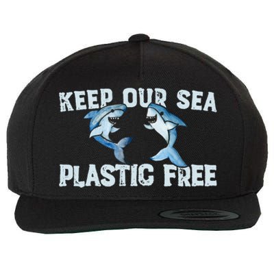 Keep Our Sea Plastic Free Fun Shark Gift Wool Snapback Cap